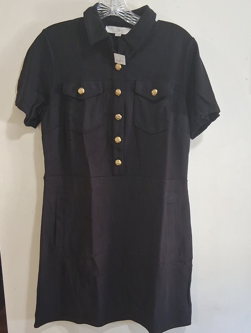 NWT LOFT  Utility Black Mini Pocket Dress Size 6
